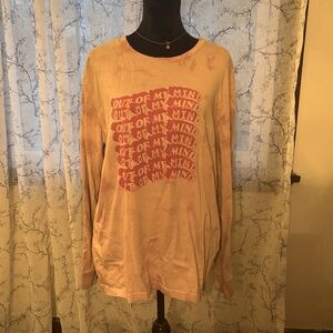 Arizona Yellow Acid Wash “Out Of My Mind” Logo long sleeve tee in Large